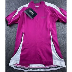 Gore Cycling Jersey Women Small Berry Red White Power 2.0 1/4 Zipper Stretch